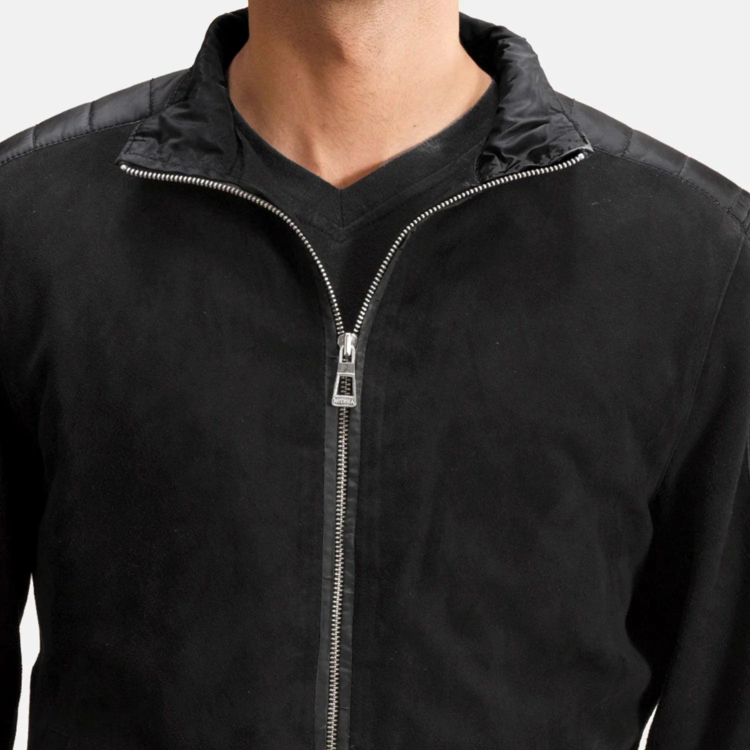 Ethan Hybrid Suede Bomber Jacket